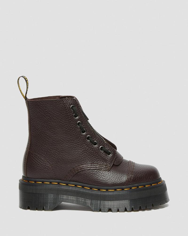 Dr Martens Sinclair Milled Nappa Lær Platform Støvler Dame Burgunder | Norge 525ILH